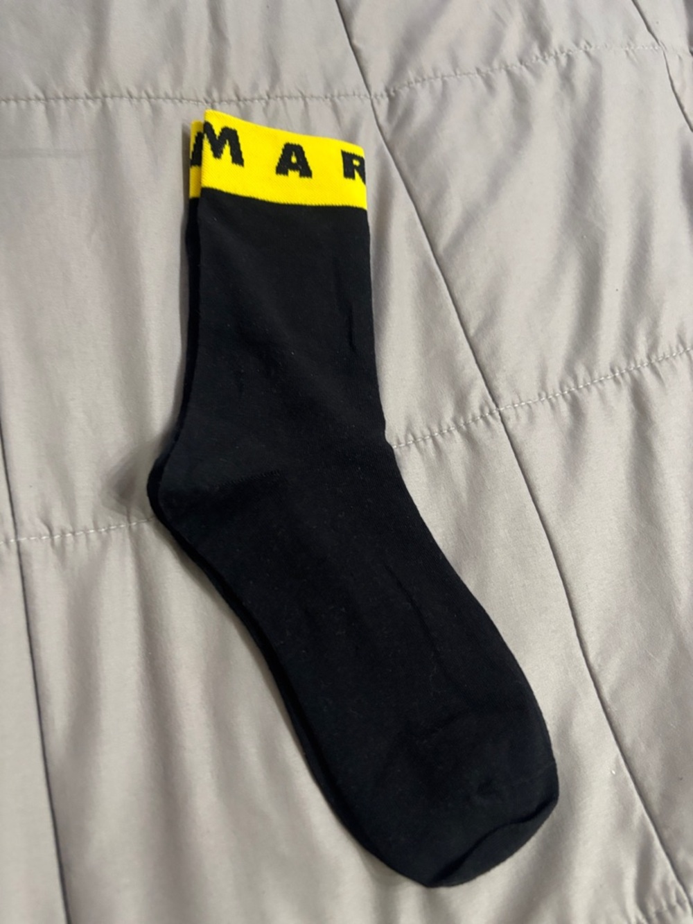 Unisex Black Socks with Yellow Trim - Detail